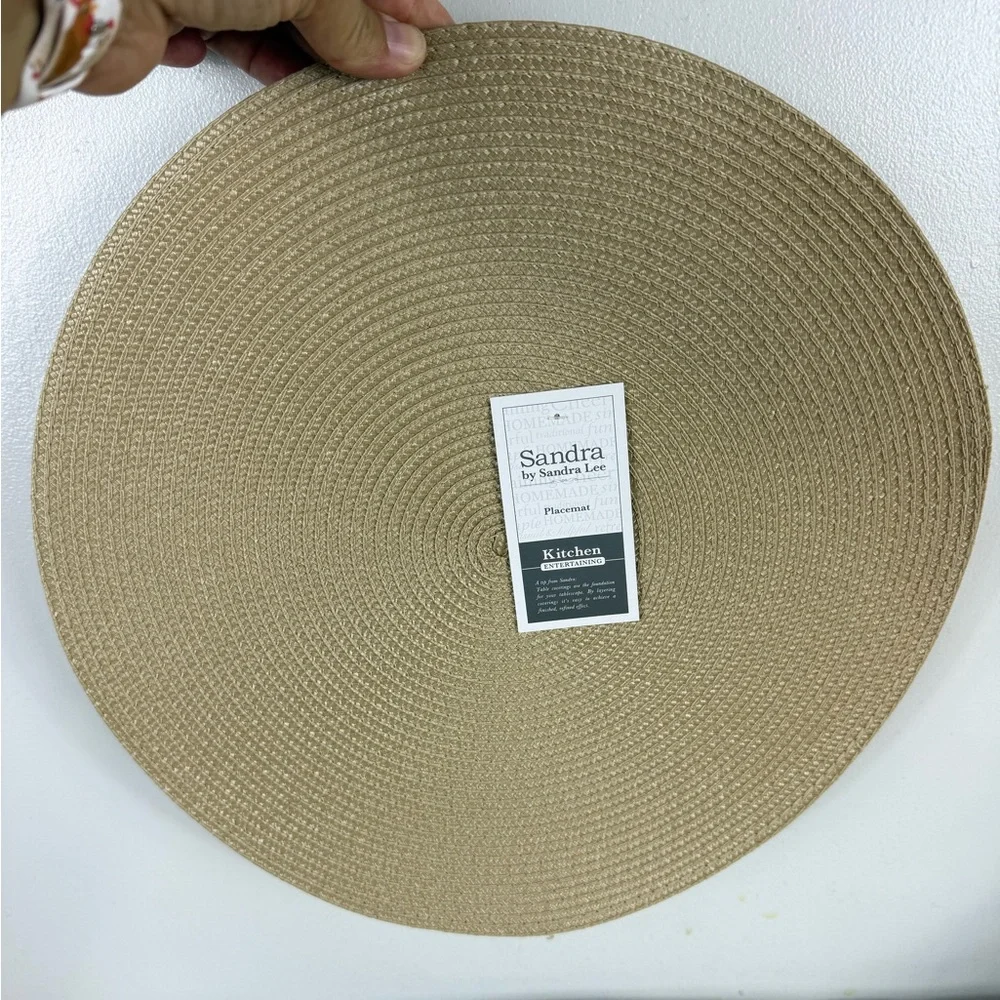 Sandra Lee Round Placemats NWT Set of 5 Tan Table Linens 15